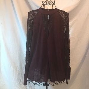 Dark Purple Long-Sleeved Blouse